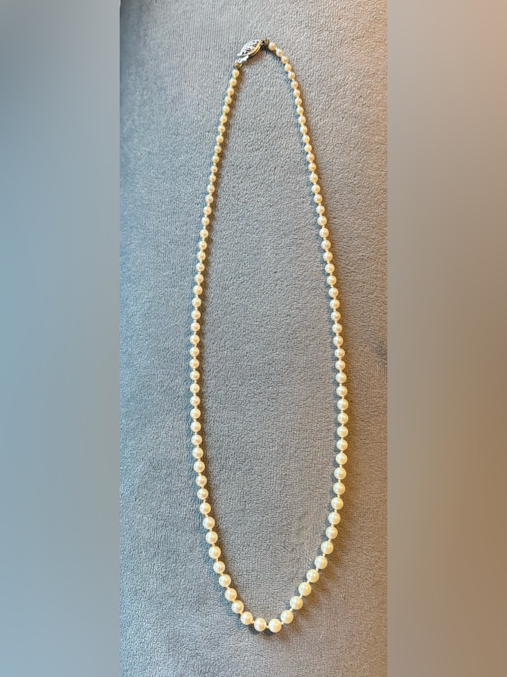 Vintage Cultured Pearl Necklace with 14K White Gold Clasp